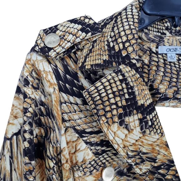 Vtg Cache Unique Statement Jacket Dragon Eagle Military Moto Belted Golden Sz L - Picture 6 of 16